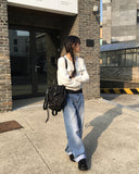 Jiki Light Blue Brush Washing Wide Pants