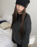 [MADE] Aeon Stripe Henley Neck Button Knit