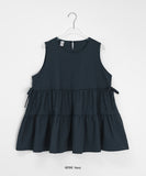 [BAONHAUS] Mesit Shirring Layered Sleeveless Blouse