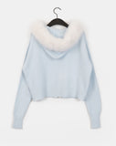 Waring Two Way Angel Fur Hood Knit Zip-up