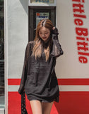 Layered see-through knitwear hoodie