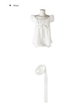 Horin Scarf Set Dot Ribbon Lace Blouse