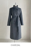 Levea Double High Neck Long Coat (Belt Set)