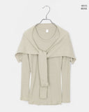 Hoyu layered one-piece wrap set long knit