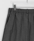 Chocoi banding wool pleated midi skirt