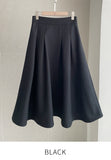 Cashew Nut Pin-Tuck Flared Long Skirt