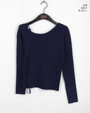 Minnie ribbon strap one-shoulder ribbed knitwear