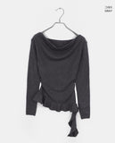 O-Ha Boat Neck Off-Shoulder Side Shirring Slim Knit