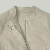 Semi crop leather blouson rider jacket