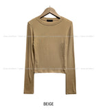 [U-BASIC] Soft Ribbed Round Crop Long Sleeve