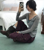 BUTTON SLIM KNIT