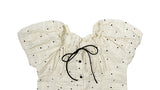 Melville Dot Wrinkle Puff Short Sleeve Blouse