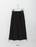 Kudomi Shirring Cargo Nylon Bendable Long Skirt