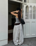 Oat herringbone side pintuck balloon pants
