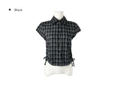 Wino String Check Short Sleeve Shirring Shirt