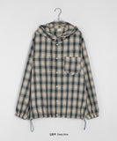 [unisex] Keluto Pocket String Over Check Hood Shirt