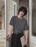 [LANARCH] Stripe U-Neck Short Sleeve T-Shirt
