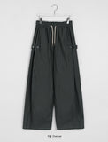 Welleu banding snap button wide cotton pants