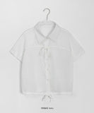 Felnas Stripe Ribbon Short Sleeve Blouse