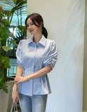 Raven Stripe Strap Puff Shirt