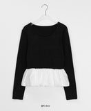 Kueni shirring layered long sleeve tee