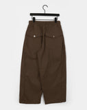Sando back pocket hem snap pin tuck cotton pants