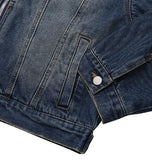 Ocean Washed Stitch Biker Denim Jacket