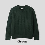 Rich cable V-neck knitwear