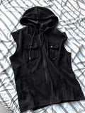 Pigment Sleeveless Line Hood Zip-up
