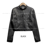 Oul vintage washing biker leather jacket