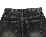 Pek Summer Adjust Snap Washing Denim Wide Pants