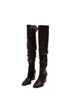 wrinkle knee high long boots