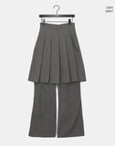 Pippi Pleated Bootcut Back Banding Skirt Long Pants