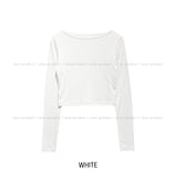 [U-BASIC] Sling U-neck crop long sleeve