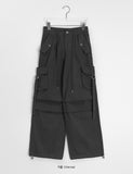 Naomin Banding Star Rivet Parachute Wide Cargo Pants