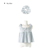 [Scrunchie set] Forming Button Flare Sleeveless Blouse