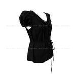 May Ribbon Pintuck Puff Blouse