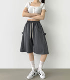 Folding Cut Snap Knee Length Bermuda Shorts