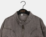 Enjet zipper pocket oversized fit boxy denim zip-up jacket