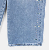 Rotin Studded Wide Denim Pants