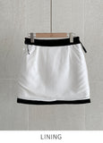 Noble Velvet Ribbon Boucle Wool Jacket Mini Skirt Set