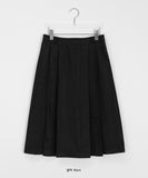 Chocoi banding wool pleated midi skirt