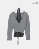 [Fake Layered /Wool] Dodge Color Matching Halter Sleeveless Strap Wrap Knit