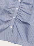 (W) Geek Shirring Striped Shirt