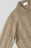 Lot cable button collar knit