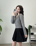 Pleated Wool Mini Skirt