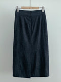 Zelvin unbalanced denim wrap skirt