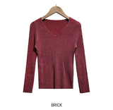[U-BASIC] Yuki V-neck Slim Ribbed Long Sleeve Knit