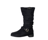 Sourcing Linen Buckle Middle Boots