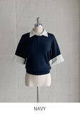 Mailing Layered Color Matching Shirt Zip-up Knit